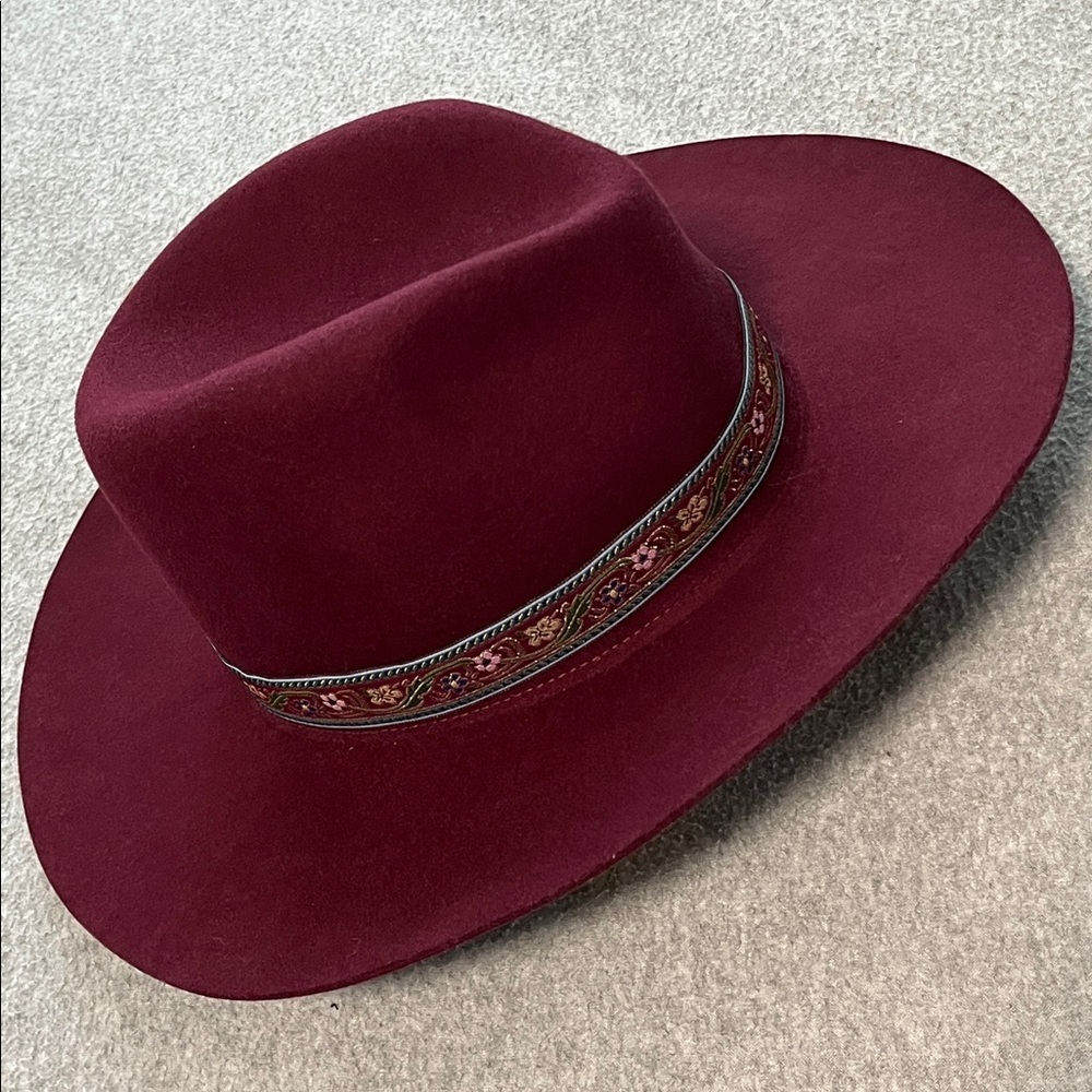 Olive Pique Western Wool Hat Chic On The Side Boho Rancher Wide Brim Festival
